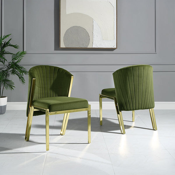 ACME Fallon Green Velvet & Mirrored Gold Side Chair (Set-2) Model DN01956