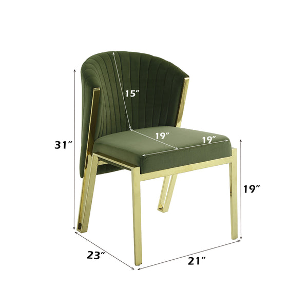ACME Fallon Green Velvet & Mirrored Gold Side Chair (Set-2) Model DN01956