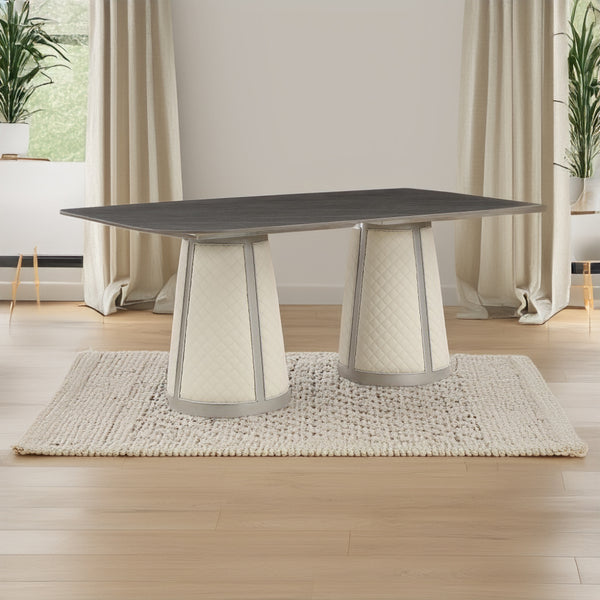ACME Kasa Sintered Stone Top & Champagne Dining Table Model DN02011