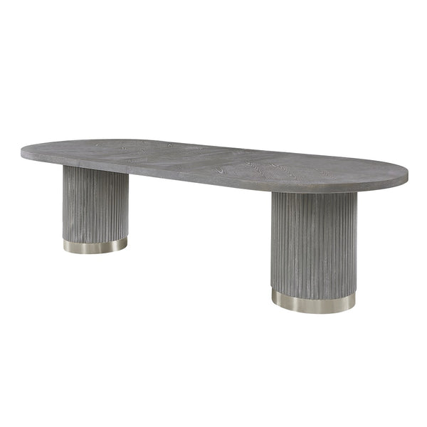 ACME Adalynn Gray Fabric & Weathered Gray Oak Dining Table Model DN02124