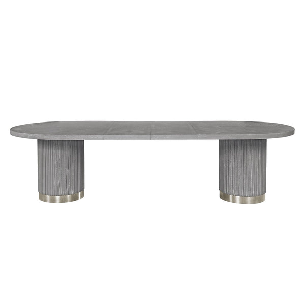 ACME Adalynn Gray Fabric & Weathered Gray Oak Dining Table Model DN02124