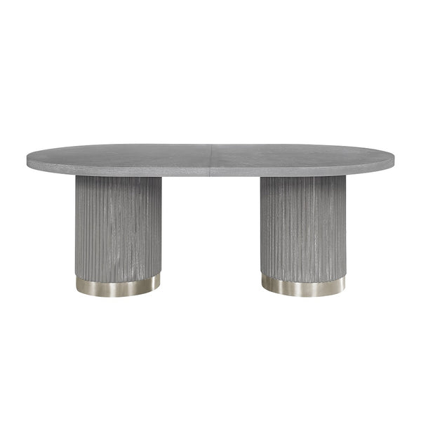 ACME Adalynn Gray Fabric & Weathered Gray Oak Dining Table Model DN02124