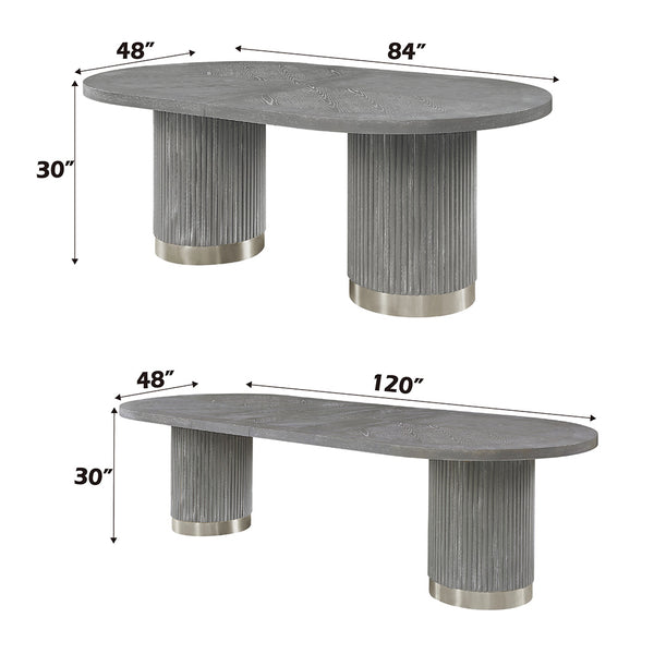 ACME Adalynn Gray Fabric & Weathered Gray Oak Dining Table Model DN02124