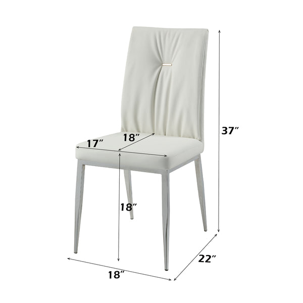 ACME Kamaile Beige Synthetic Leather & Chrome Side Chair (Set-2) Model DN02134