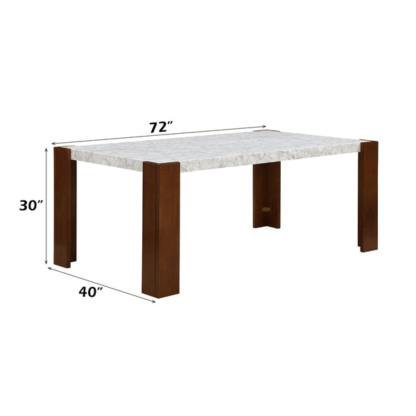 ACME Hettie Engineered Stone & Walnut Dining Table Model DN02157