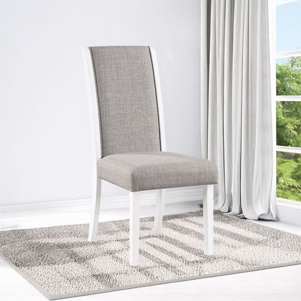 ACME Hollyn Gray Linen & White Side Chair (Set-2) Model DN02160