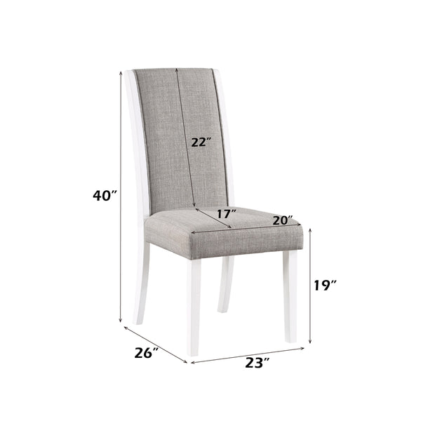 ACME Hollyn Gray Linen & White Side Chair (Set-2) Model DN02160