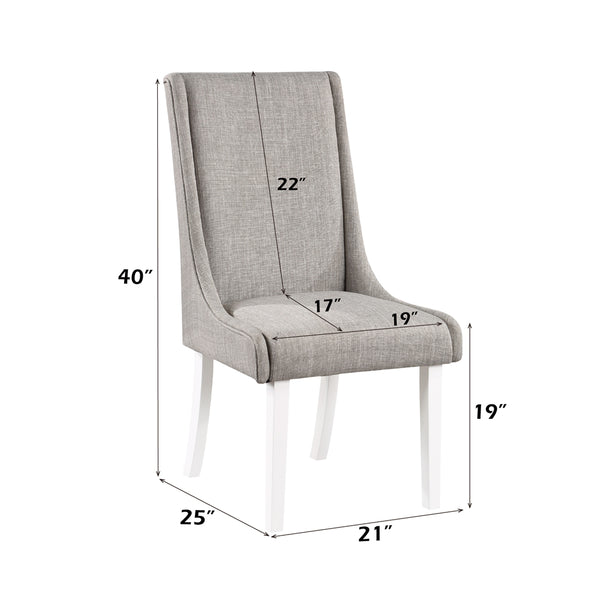 ACME Hollyn Gray Linen & White Side Chair (Set-2) Model DN02161