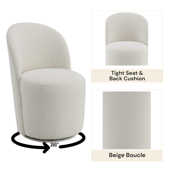 ACME Kinton Beige Boucle Side Chair with Swivel (Set-2) Model DN02219