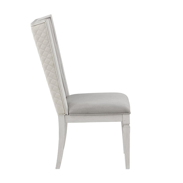 ACME Katia Light Gray Linen & Weathered White Uphostered Side Chair (Set-2) Model DN02275