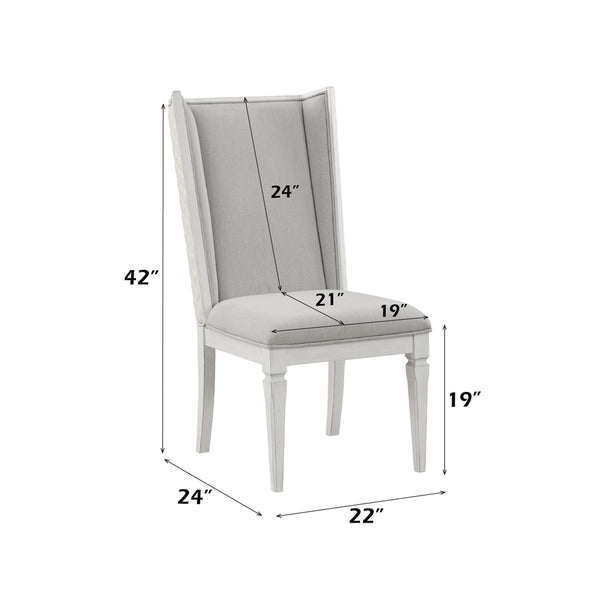 ACME Katia Light Gray Linen & Weathered White Uphostered Side Chair (Set-2) Model DN02275