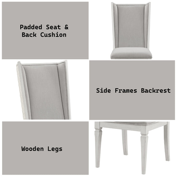 ACME Katia Light Gray Linen & Weathered White Uphostered Side Chair (Set-2) Model DN02275