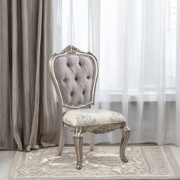 ACME Ariadne Velvet & Antique Plantinum Side Chair (Set-2) Model DN02282