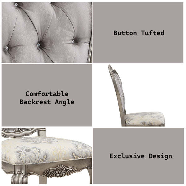 ACME Ariadne Velvet & Antique Plantinum Side Chair (Set-2) Model DN02282