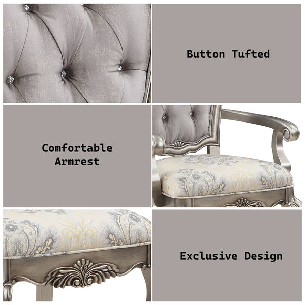 ACME Ariadne Velvet & Antique Plantinum Arm Chair (Set-2) Model DN02283