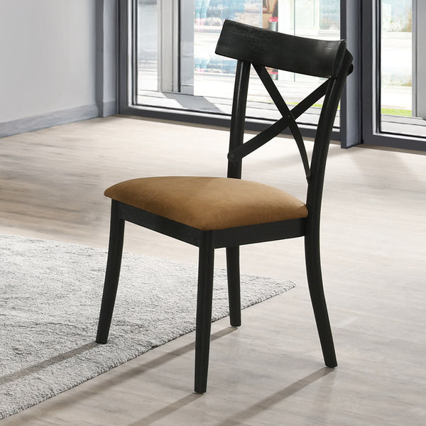 ACME Hillary Brown Leathaire & Black Side Chair(Set-2) Model DN02306