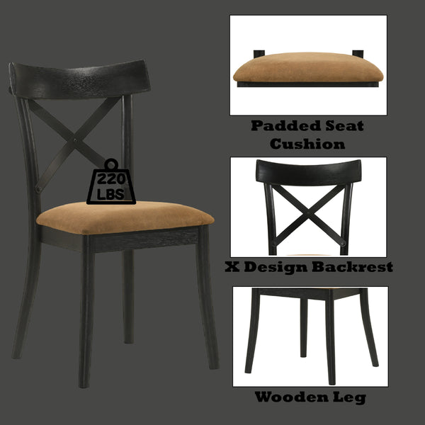 ACME Hillary Brown Leathaire & Black Side Chair(Set-2) Model DN02306