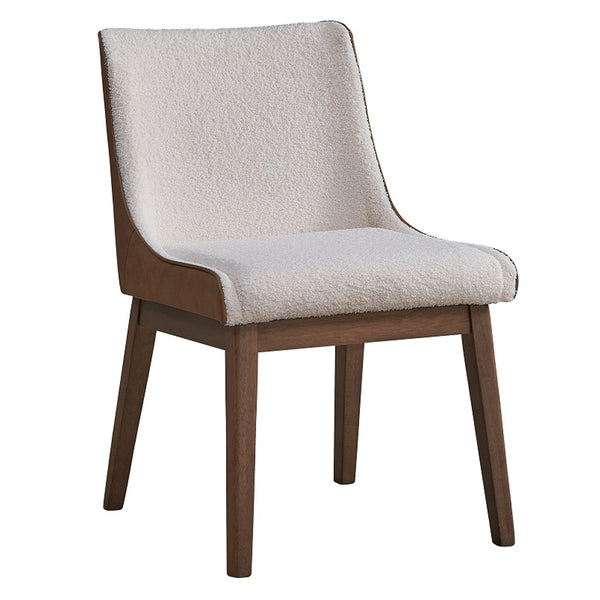 ACME Ginny White Boucle Brown Velvet & Walnut Side Chair (Set-2) Model DN02308