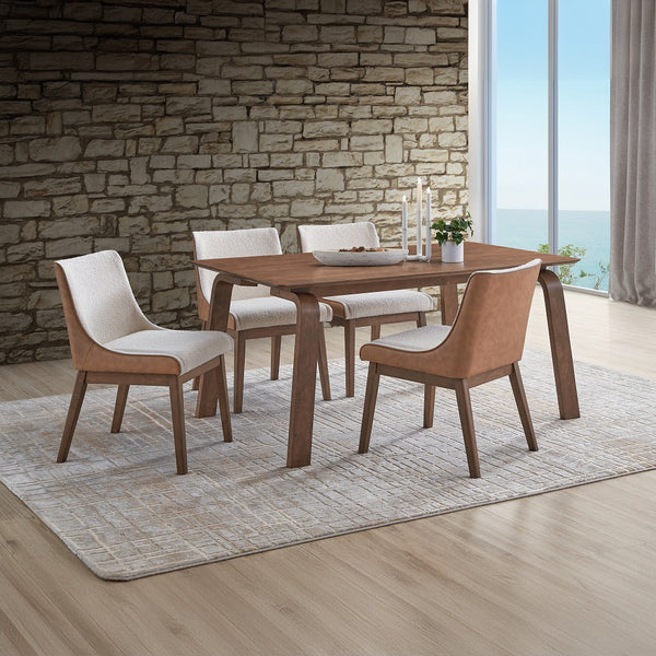 ACME Ginny White Boucle Brown Velvet & Walnut Side Chair (Set-2) Model DN02308