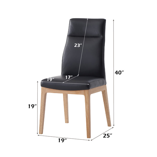 ACME Raquan Black Leather & Walnut Side Chair (Set-2) Model DN02398