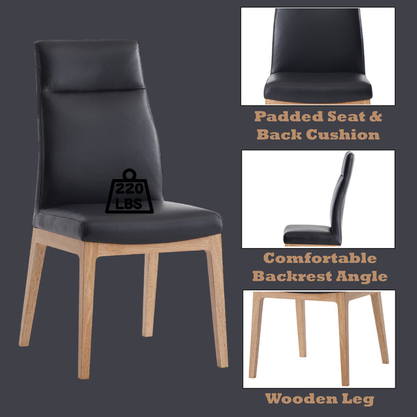 ACME Raquan Black Leather & Walnut Side Chair (Set-2) Model DN02398