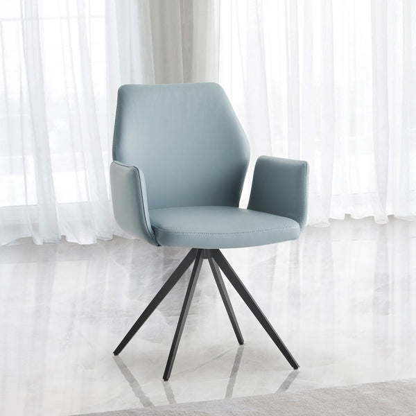 ACME Segismunda Baby Blue Leather & Black Arm Chair with Swivel Model DN02403