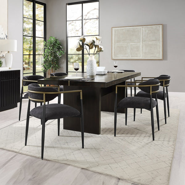 ACME Jaramillo Black Chenille & Black Arm Chair (Set-2) Model DN02696