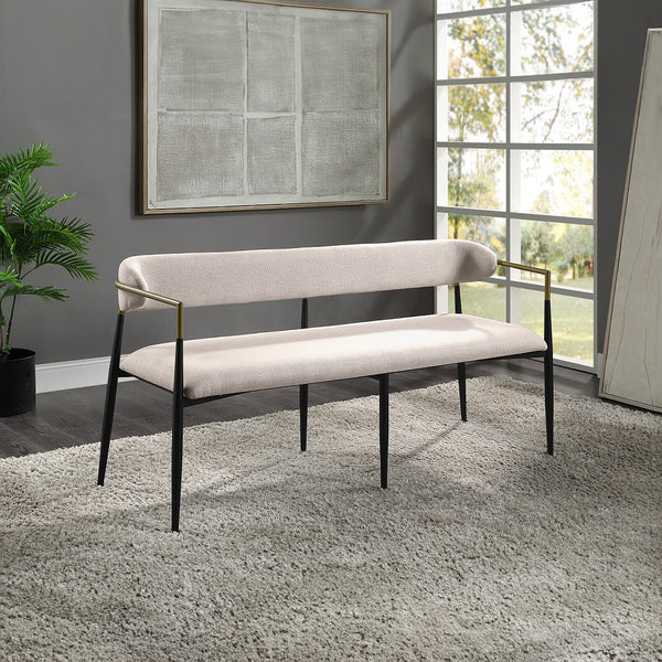 ACME Jaramillo Beige Linen & Black Bench Model DN02698