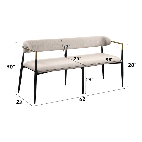 ACME Jaramillo Beige Linen & Black Bench Model DN02698
