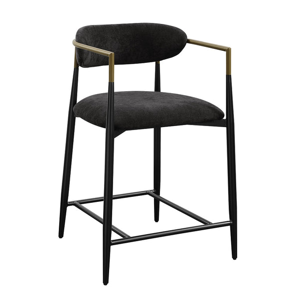 ACME Jaramillo Black Chenille & Black Counter Height Chair (Set-2) Model DN02716