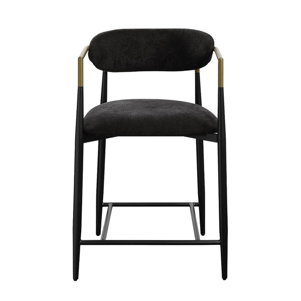 ACME Jaramillo Black Chenille & Black Counter Height Chair (Set-2) Model DN02716