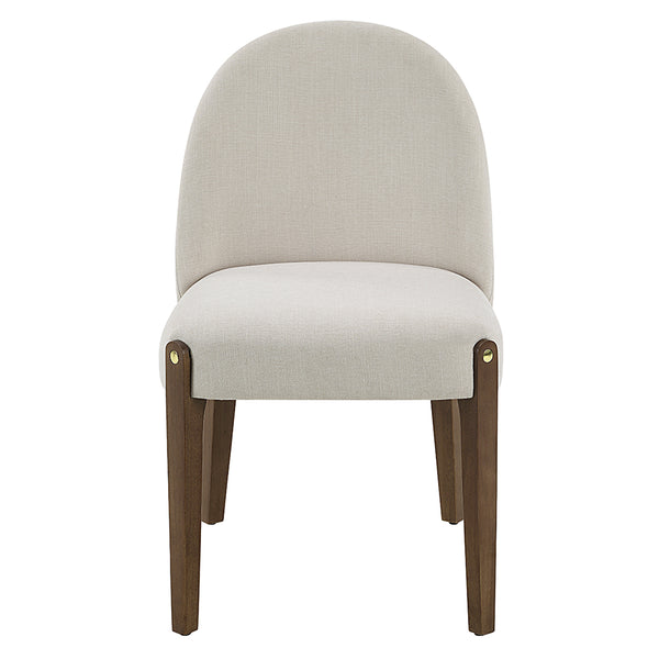 ACME Gamarya Beige Chenille & Dark Oak Side Chair (Set-2) Model DN02857