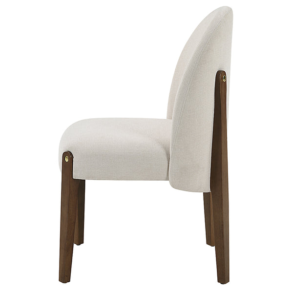 ACME Gamarya Beige Chenille & Dark Oak Side Chair (Set-2) Model DN02857
