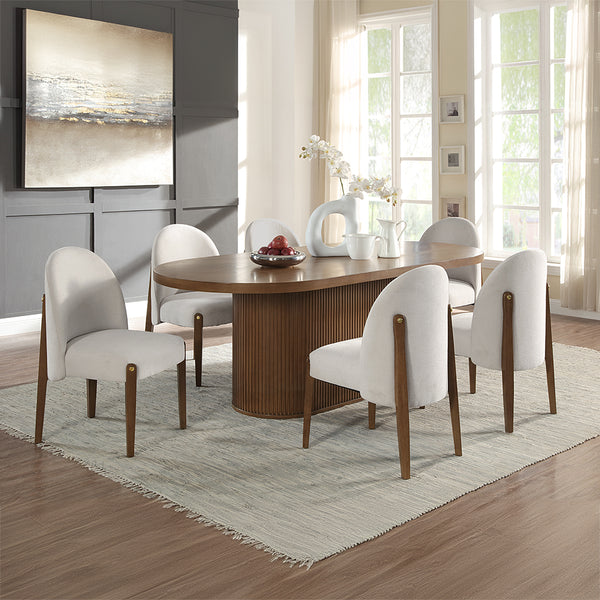 ACME Gamarya Beige Chenille & Dark Oak Side Chair (Set-2) Model DN02857