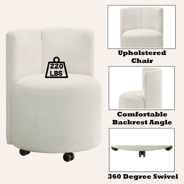 ACME Blayde White Chenille Side Chair with Swivel (Set-2) Model DN02866