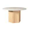 ACME Qwin Natural Marble Top & Oak Round Dining Table with Natural Marble Top Model DN02875