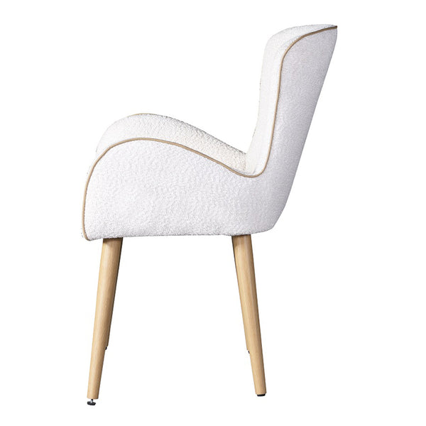 ACME Qwin Beige Boucle & Oak Side Chair (Set-2) Model DN02876