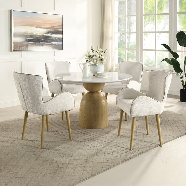 ACME Qwin Beige Boucle & Oak Side Chair (Set-2) Model DN02876