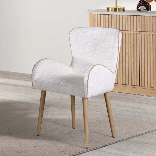 ACME Qwin Beige Boucle & Oak Side Chair (Set-2) Model DN02876