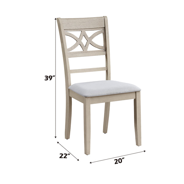 ACME Ferris Beige Linen & Antique Bone White Side Chair (Set-2) Model DN02946