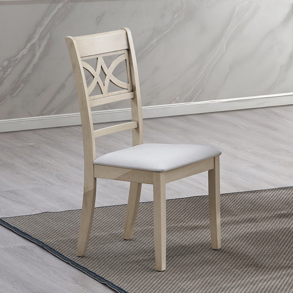ACME Ferris Beige Linen & Antique Bone White Side Chair (Set-2) Model DN02946