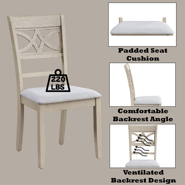 ACME Ferris Beige Linen & Antique Bone White Side Chair (Set-2) Model DN02946