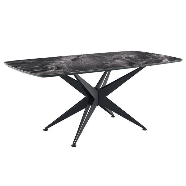 ACME Klaus Crystal Tempered Glass Top & Black Dining Table Model DN03045