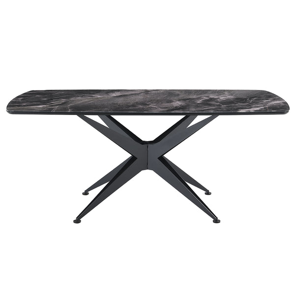 ACME Klaus Crystal Tempered Glass Top & Black Dining Table Model DN03045