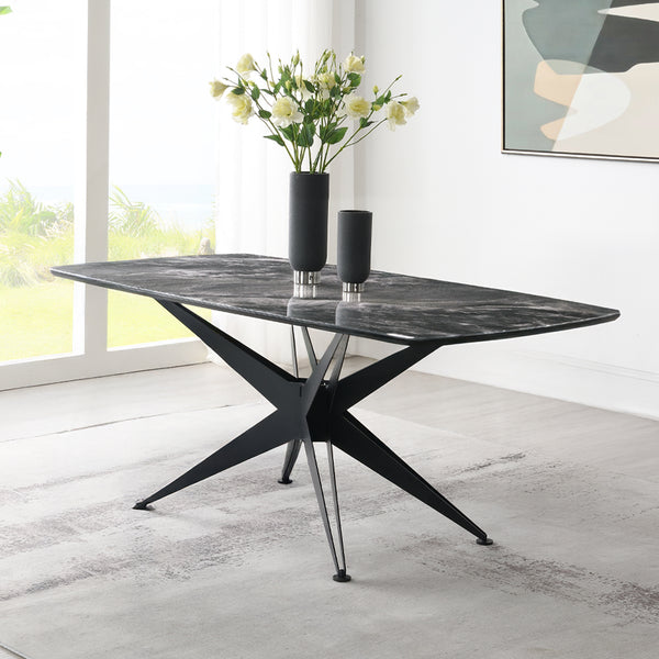 ACME Klaus Crystal Tempered Glass Top & Black Dining Table Model DN03045