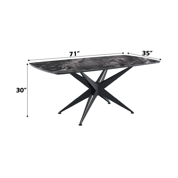 ACME Klaus Crystal Tempered Glass Top & Black Dining Table Model DN03045