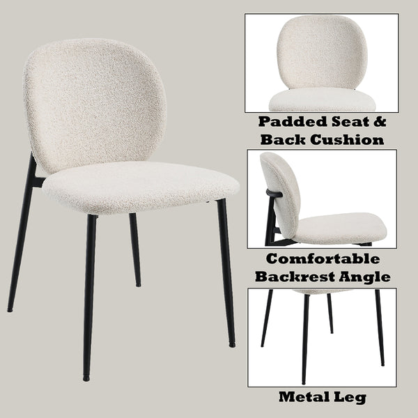ACME Klaus White Boucle & Black Side Chair (Set-2) Model DN03046