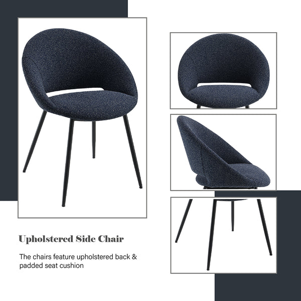 ACME Klaus Navy Boucle & Black Side Chair (Set-2) Model DN03047