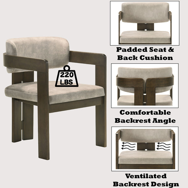 ACME Destin Light Gray Polished Microfiber & Walnut Arm Chair Model DN03076