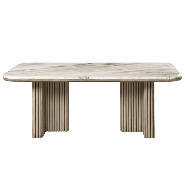 ACME Charity Natural Marble Top & Gray Oak Dining Table Model DN03085